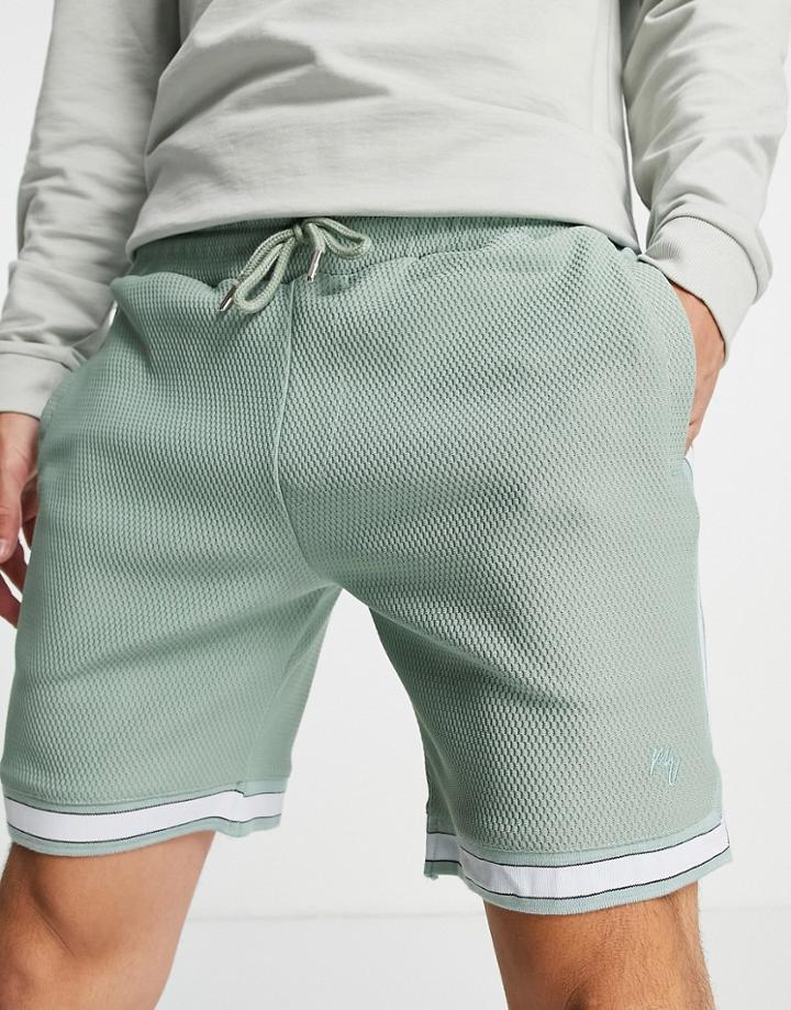 River Island Contrast Rib Shorts In Green