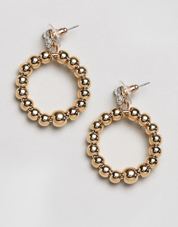 Designb London Gold Hoop Bead Earrings - Gold