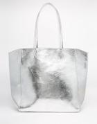 Asos Metallic Tote Shopper Bag - Silver