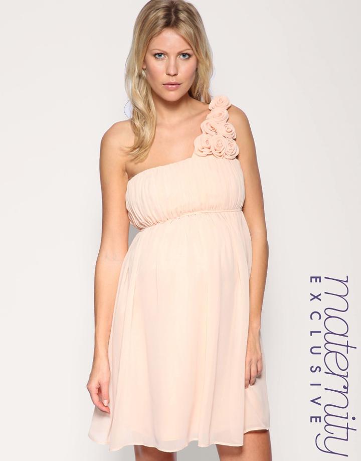 Asos Maternity Exclusive Corsage Dress - Beige