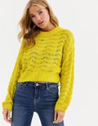 Cotton: On Pointelle Ladder Knit Sweater-yellow