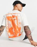 Adidas Originals Adventure T-shirt In Off White With Waves Graphics