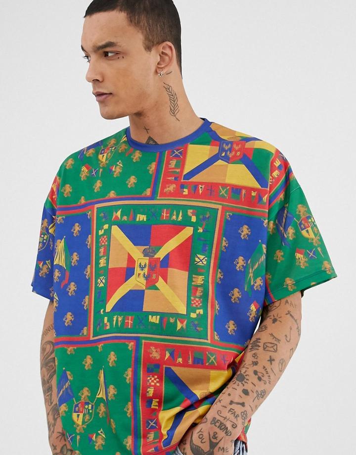 Asos Design Oversized T-shirt With All Over Print - Multi
