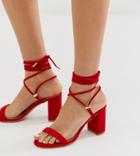 Raid Exclusive Alondra Red Strappy Block Heeled Sandals