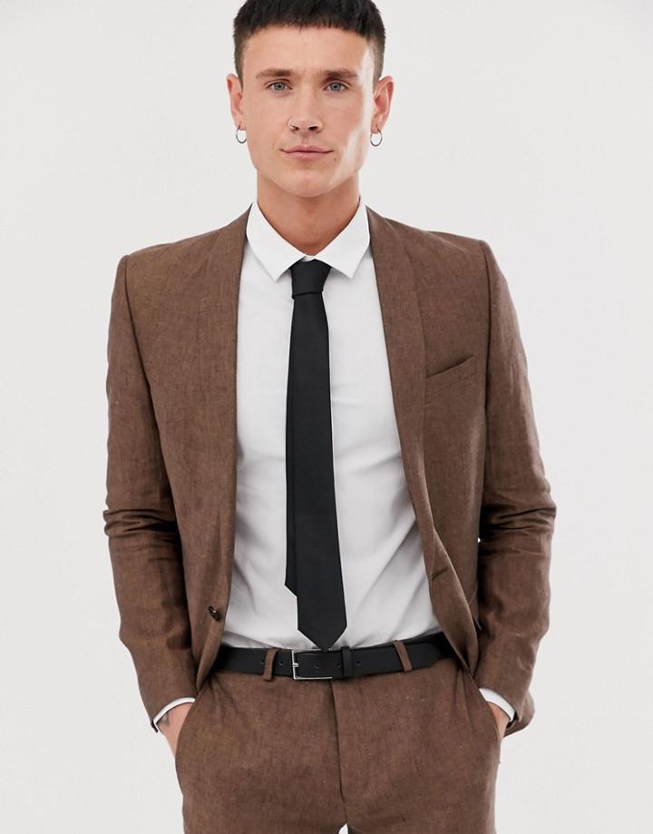 Twisted Tailor Super Skinny Linen Suit Jacket In Brown - Brown