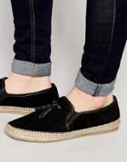 Asos Tassel Loafers In Black Suede With Jute Wrap Sole - Black