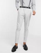 Asos Design Wedding Skinny Suit Pants In Brushed Twill In Ice Gray-grey