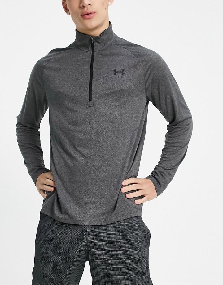 Under Armour Training Tech 2.0 Half Zip Top In Dark Gray