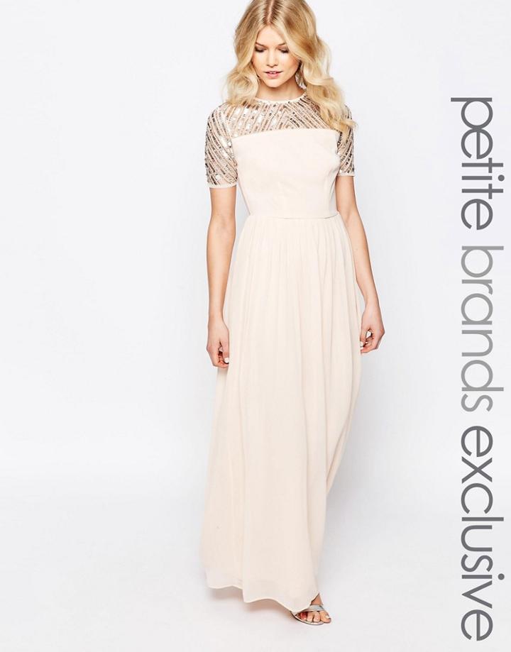 Maya Petite Chiffon Embellished Maxi Dress - Nude