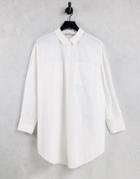 Only Longline Shirt With Open Back In White