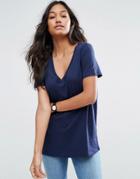 Asos The Ultimate V- Neck Slouchy T-shirt - Navy