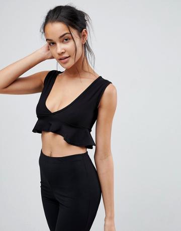 Lasula Frill Crop Top - Black