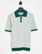 Jack & Jones Premium Knit Polo In Green Grid Check