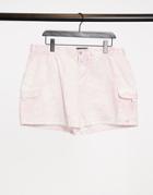 Brave Soul Aleah Tie Dye High Waist Denim Shorts-pink
