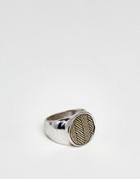 Icon Brand Antique Silver Signet Ring With Chevron Coin Detail - Silver