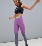 Asos 4505 Tall Legging With Over The Knee Power Mesh - Purple