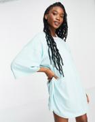 Asos Design Oversized T-shirt Dress In Duck Egg Blue-blues