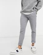 Asos Design Skinny Smart Pants In Gray Stripe-grey