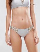 Asos Gem Encrusted Embellished Bikini Bottom - Silver