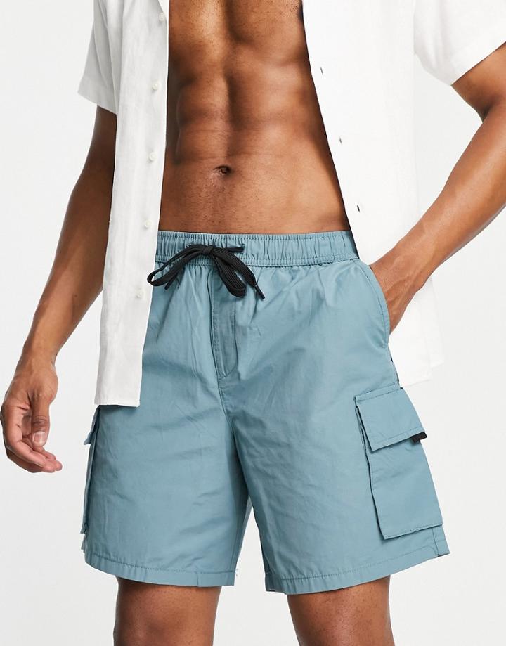 New Look Relaxed Fit Shorts With Pockets In Teal-green