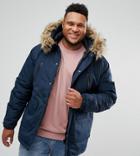 D-struct Plus Faux Fur Trimmed Parka Jacket - Navy