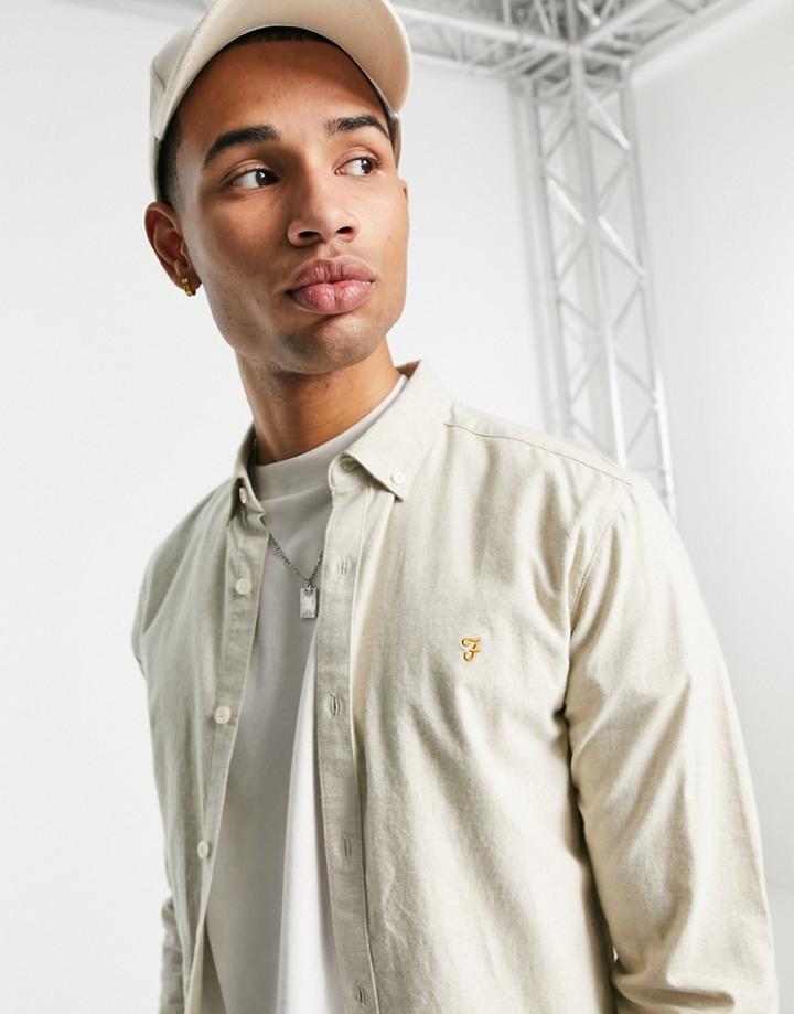 Farah Steen Brushed Shirt In Stone-neutral
