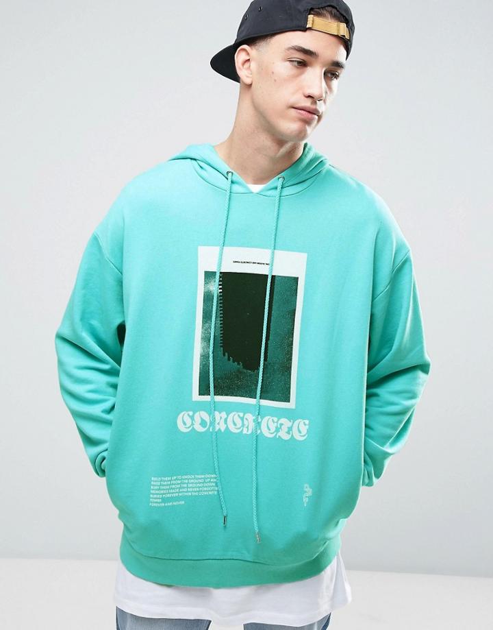 Asos Oversized Hoodie With Photographic Print - Blue