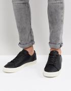 Blend Leather Look Sneakers - Black