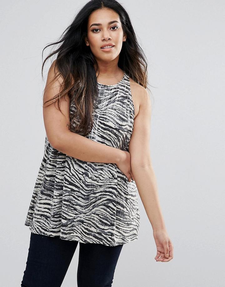 Ax Paris Plus Zebra Sequin Swing Top - Multi