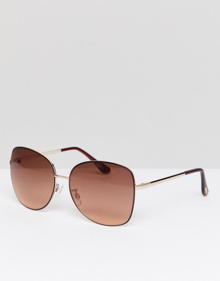 Mango Oversized Metal Frame Sunglasses - Gold