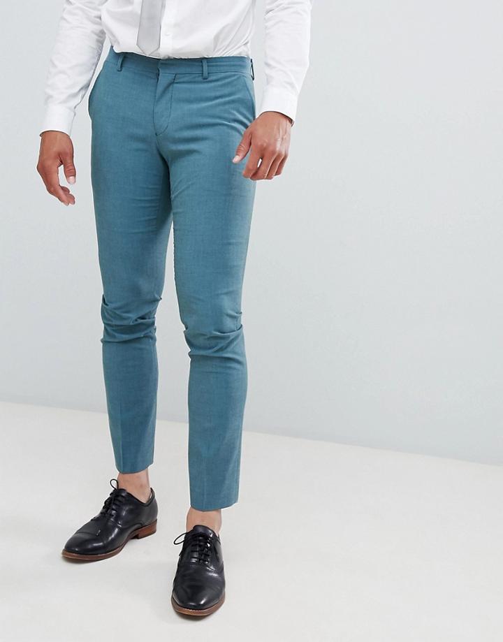 Selected Homme Skinny Suit Pants In Green With Stretch - Green