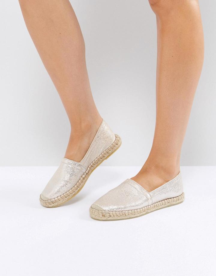 Pieces Leather Espadrilles - Beige