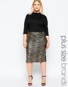 Club L Plus Size Midi Dress With Metallic Embroidered Skirt