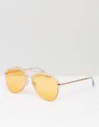 South Beach Half Frame Perspex Sunglasses With Peach Tinted Lens - Orange