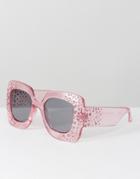Asos Oversized Square Embellished Sunglasses - Pink