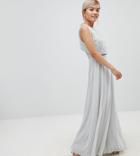 Asos Design Petite Star Embellished Crop Top Maxi Dress - Gray