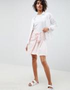 Waven Tilda Mini Skirt With Tie Side - Pink