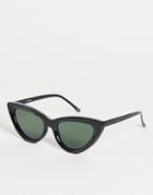 Asos Design Cat Eye Sunglasses With Bevel Detail In Black