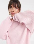 Asos Design Fluffy Sweater With Balloon Sleeve