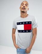 Tommy Jeans 90s Flock Logo T-shirt M1 In Gray Marl - Gray