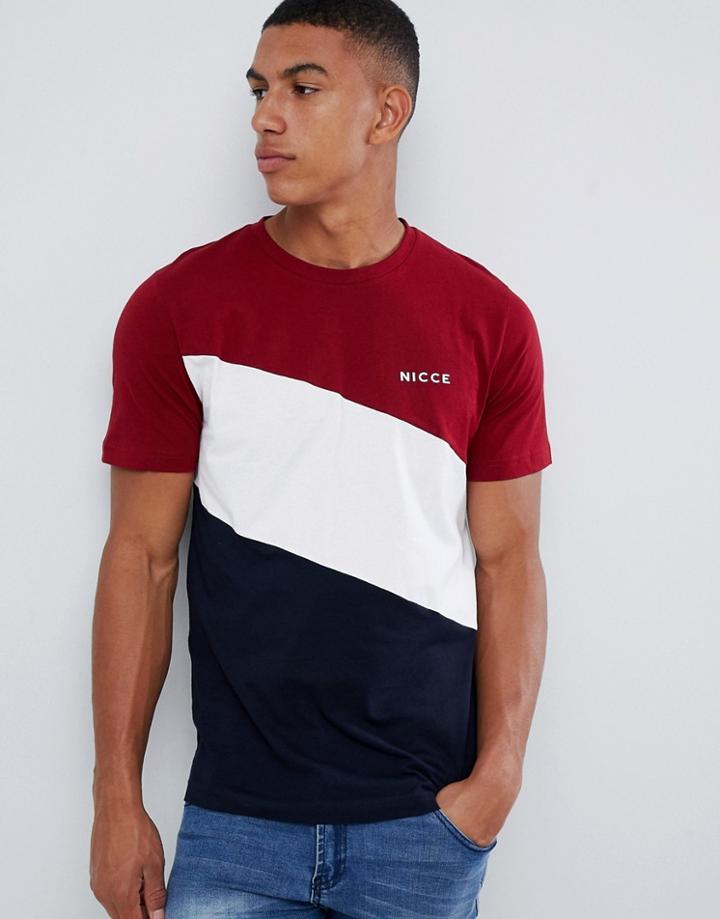 Nicce T-shirt With Triple Panel - Red