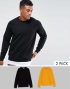 Asos Sweatshirt 2 Pack Black/yellow Save - Multi
