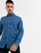 Asos Design Stretch Slim Organic Denim Shirt In Mid Wash-blue