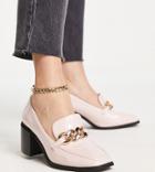Glamorous Wide Fit Mid Heel Loafers In White