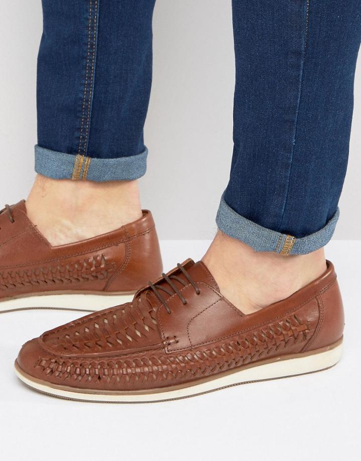 Red Tape Woven Lace Up Shoes - Tan