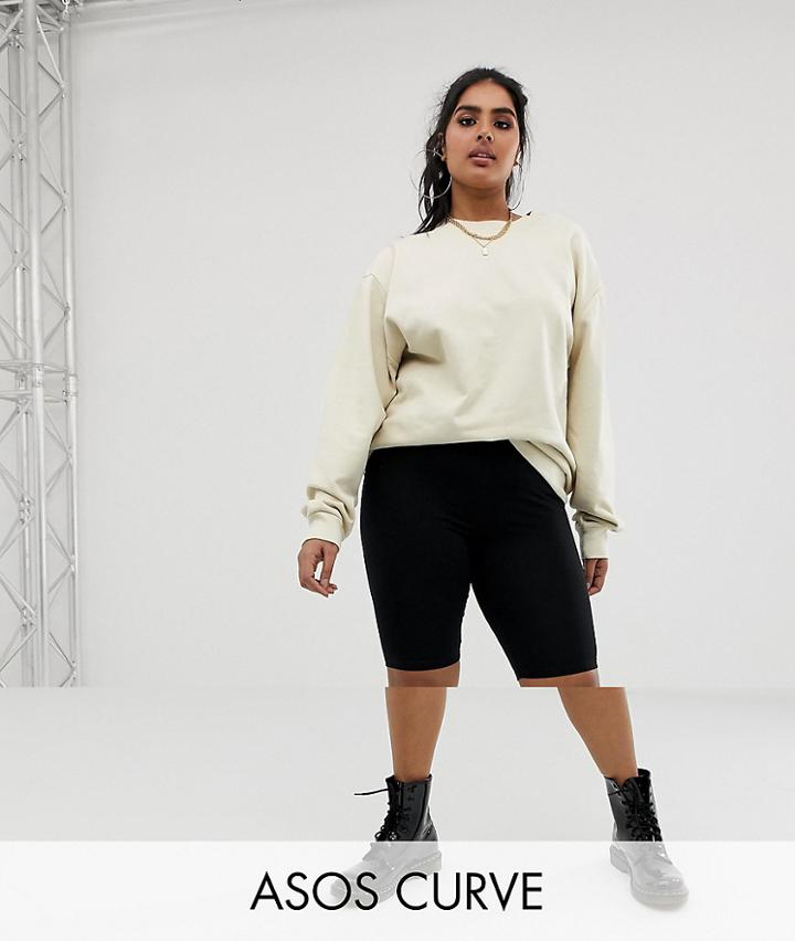 Asos Design Curve Legging Shorts In Black 2 Pack - Black