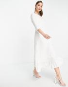 French Connection Dija Embroidered Midi Dress In White