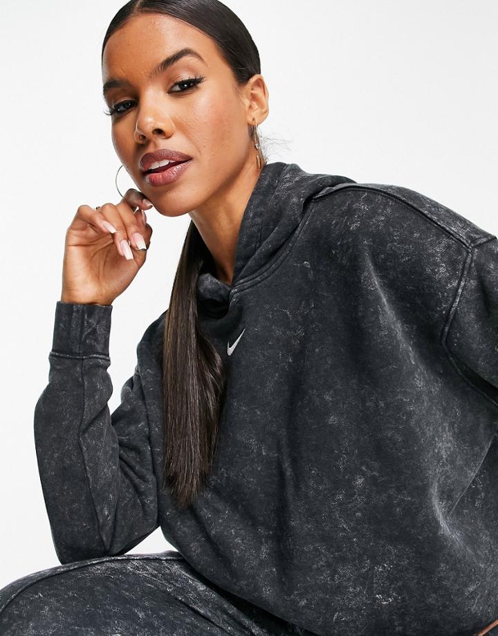 Nike Acid Wash Pack Oversized Hoodie In Black