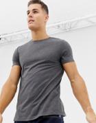 Asos Design T-shirt With Crew Neck In Charcoal Marl - Gray