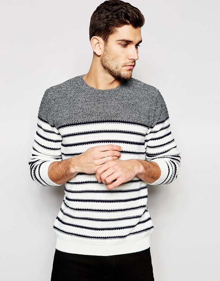 Asos Sweater With Stripe Contrast - White
